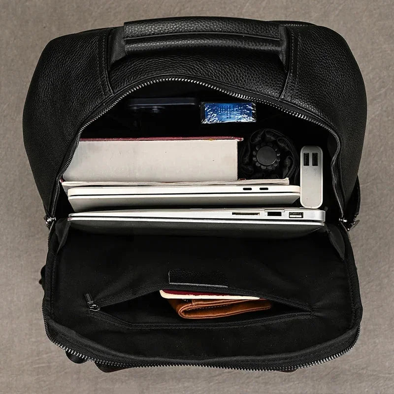 Men’s Leather Backpack - Structured Black 15’’ Laptop Bag