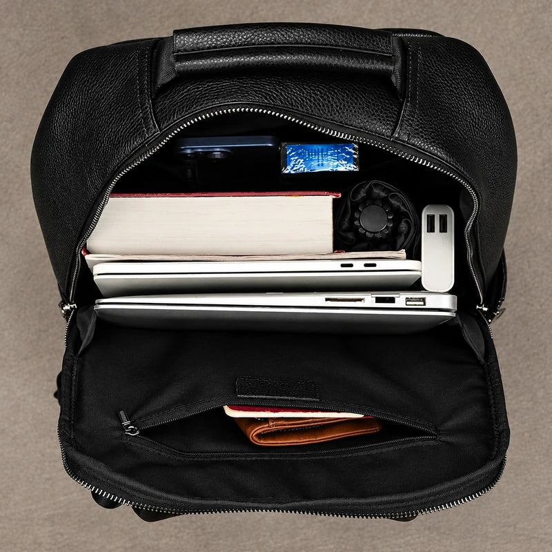 Men’s Leather Backpack - Structured Black 15’’ Laptop Bag