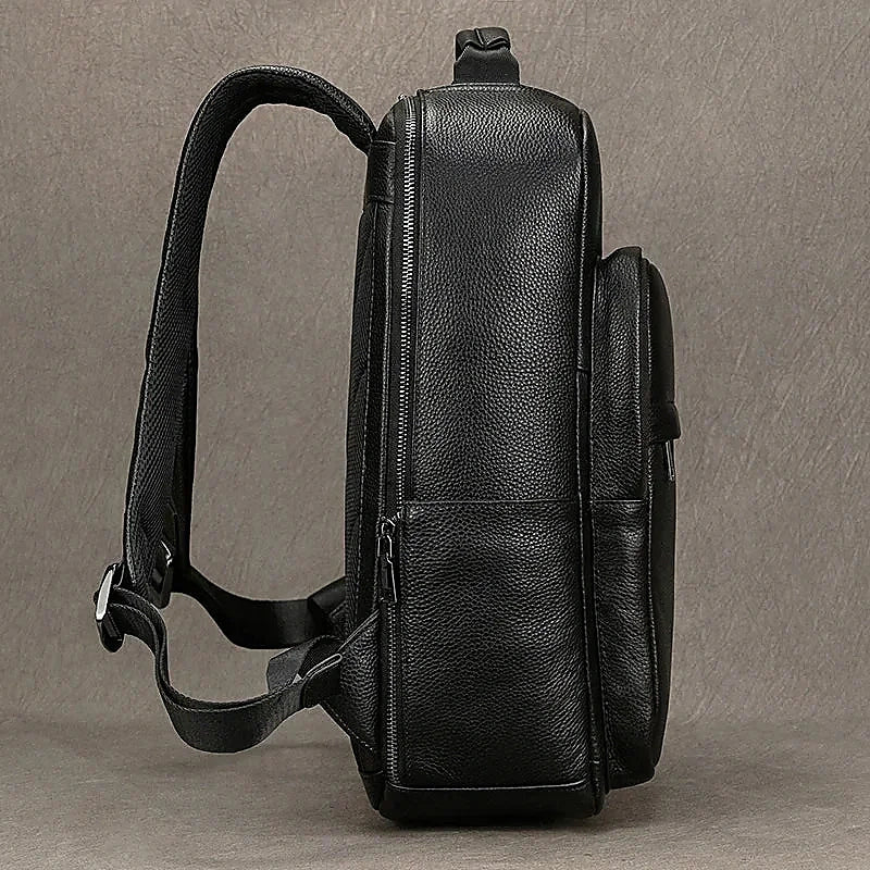 Men’s Leather Backpack - Structured Black 15’’ Laptop Bag