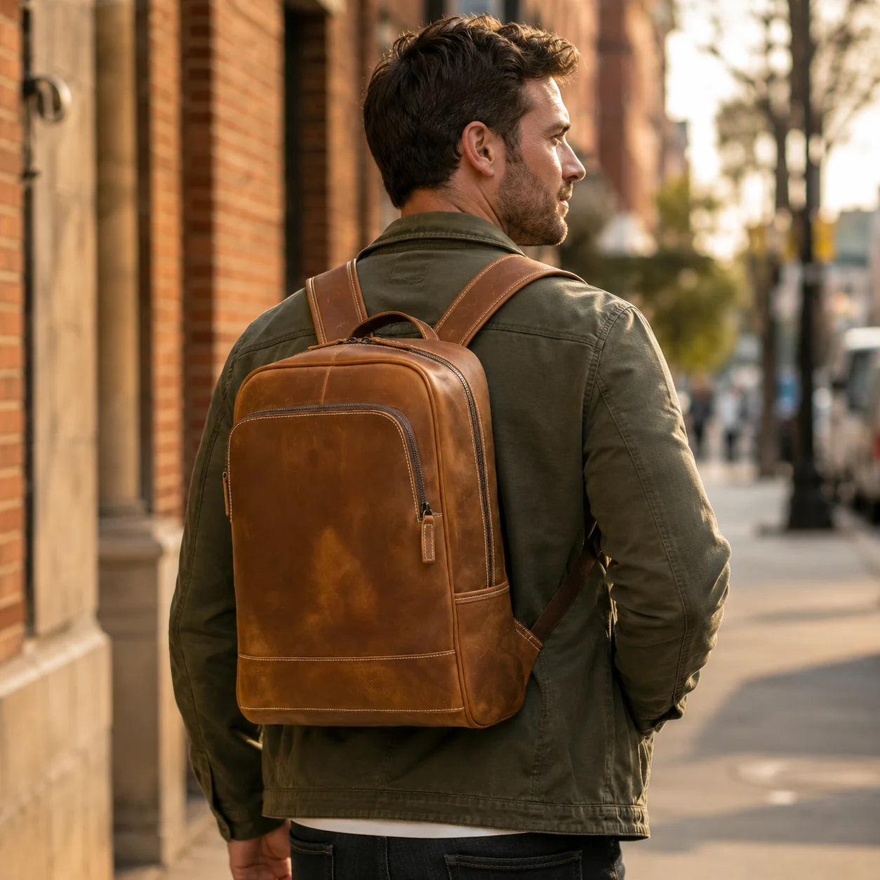 Men’s Leather Backpack – Vintage Crazy Horse 15.6’’ Laptop Bag