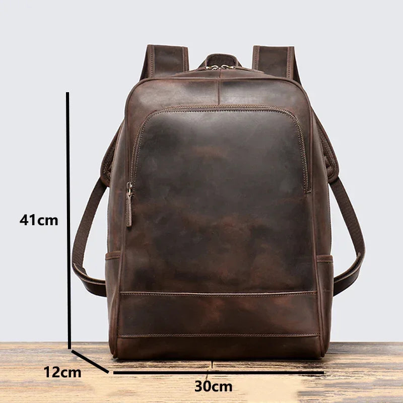 Men’s Leather Backpack – Vintage Crazy Horse 15.6’’ Laptop Bag