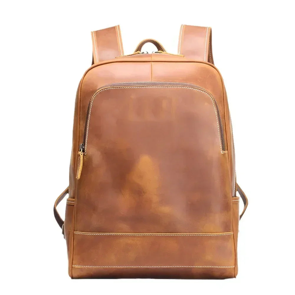 Men’s Leather Backpack – Vintage Crazy Horse 15.6’’ Laptop Bag - Brown