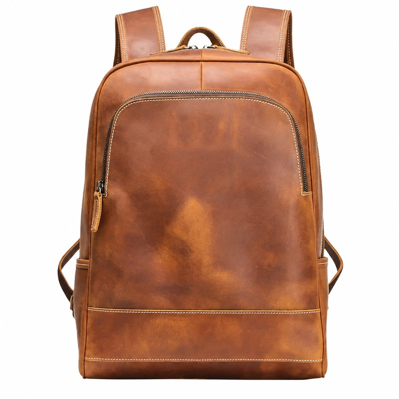 Men’s Leather Backpack – Vintage Crazy Horse 15.6’’ Laptop Bag - Brown
