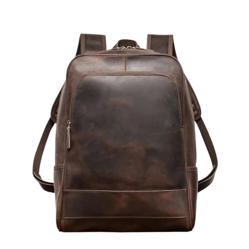 Men’s Leather Backpack – Vintage Crazy Horse 15.6’’ Laptop Bag - Dark brown
