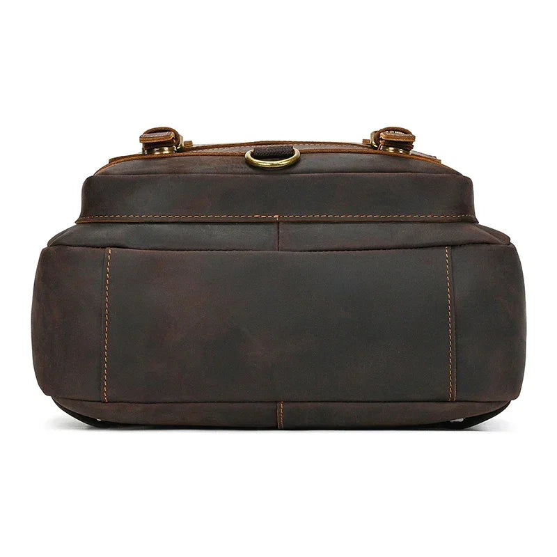 Men’s Leather Backpack – Vintage Multi-Compartment Work Bag