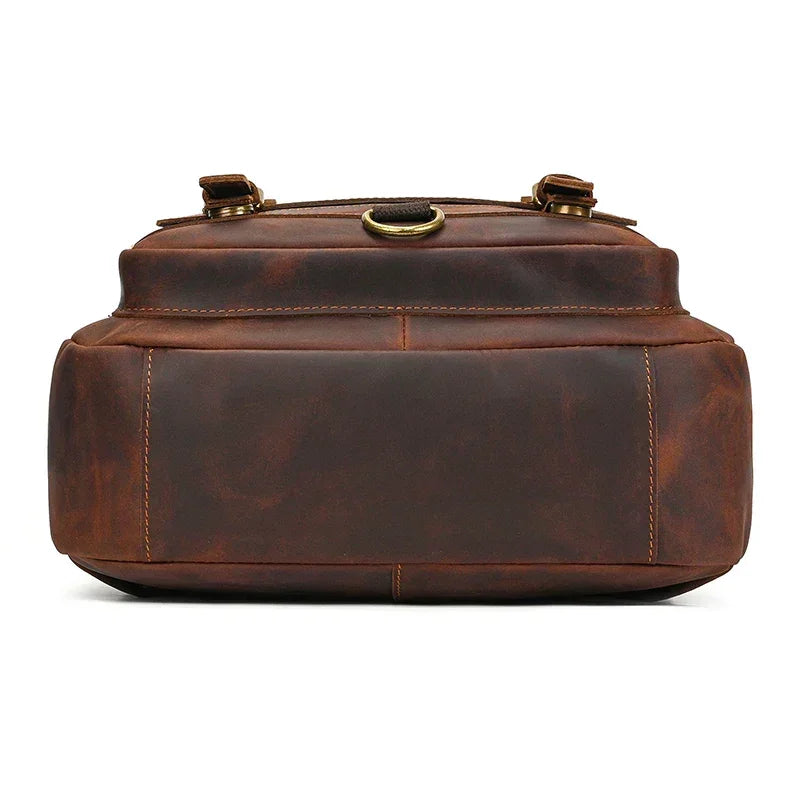 Men’s Leather Backpack – Vintage Multi-Compartment Work Bag