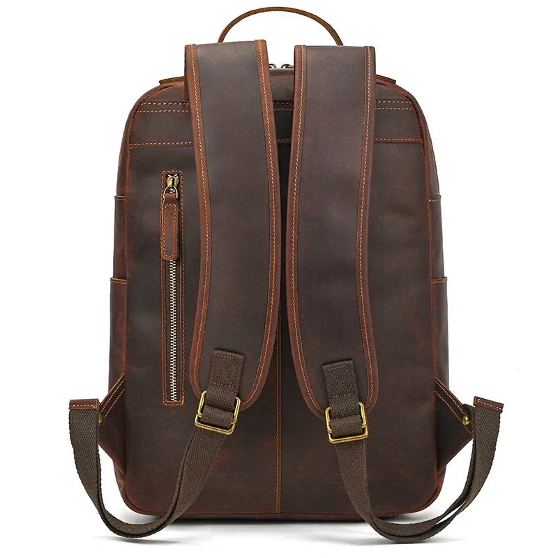 Men’s Leather Backpack – Vintage Multi-Compartment Work Bag