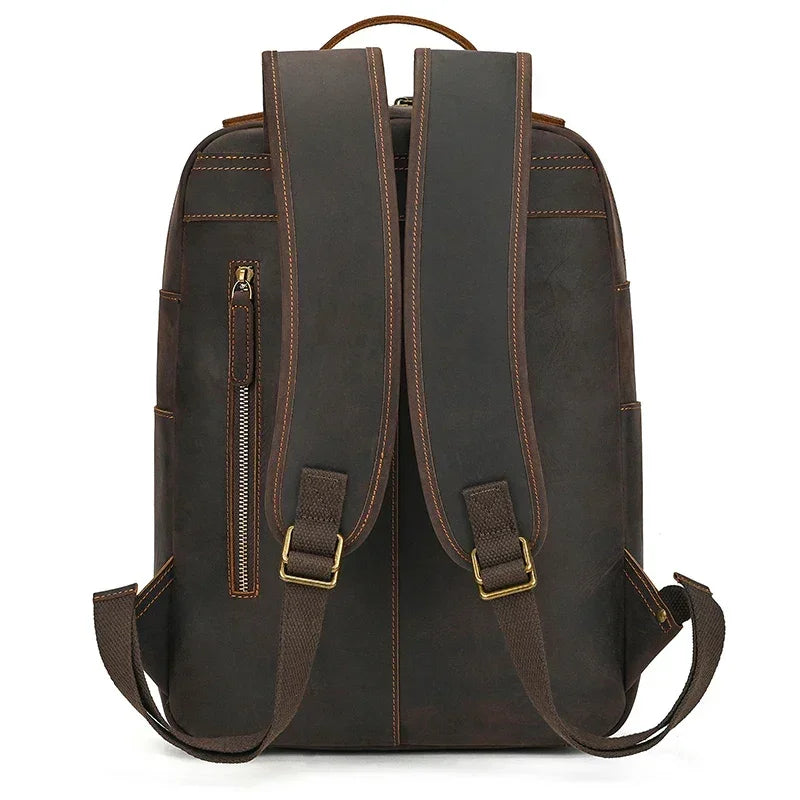 Men’s Leather Backpack – Vintage Multi-Compartment Work Bag