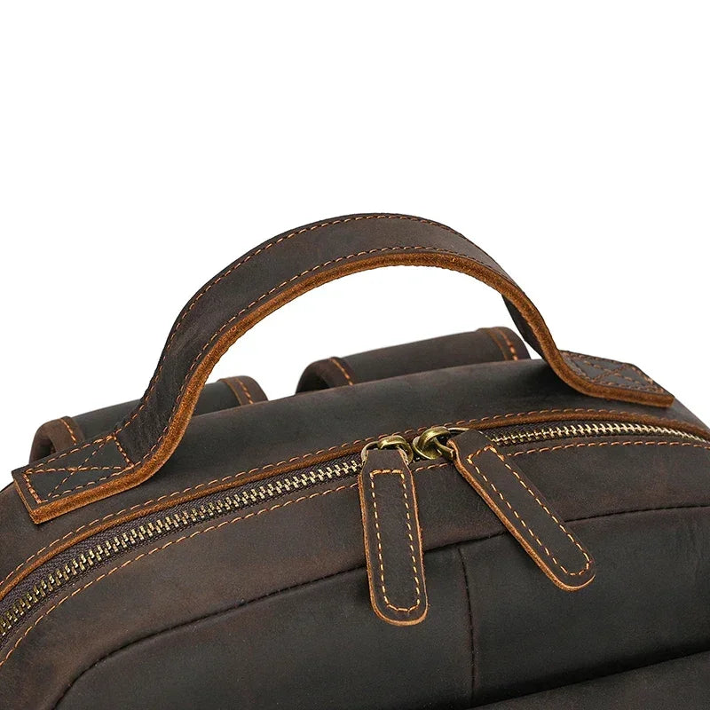 Men’s Leather Backpack – Vintage Multi-Compartment Work Bag