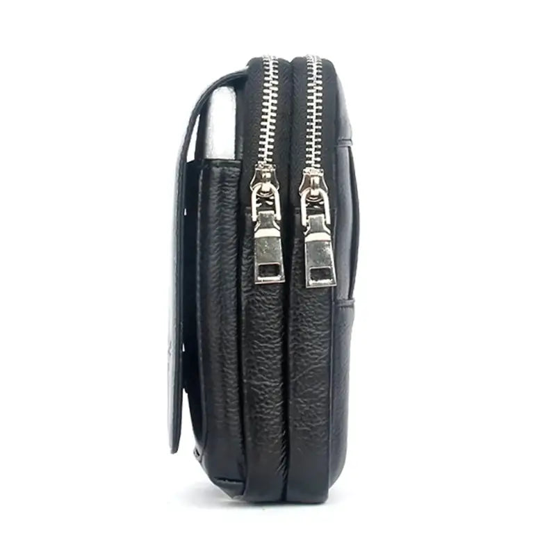 Men’s Leather Belt Bag - Slim Vertical Hip Pouch