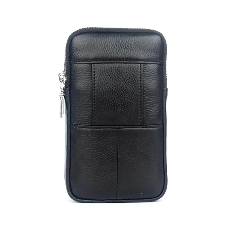 Men’s Leather Belt Bag - Slim Vertical Hip Pouch