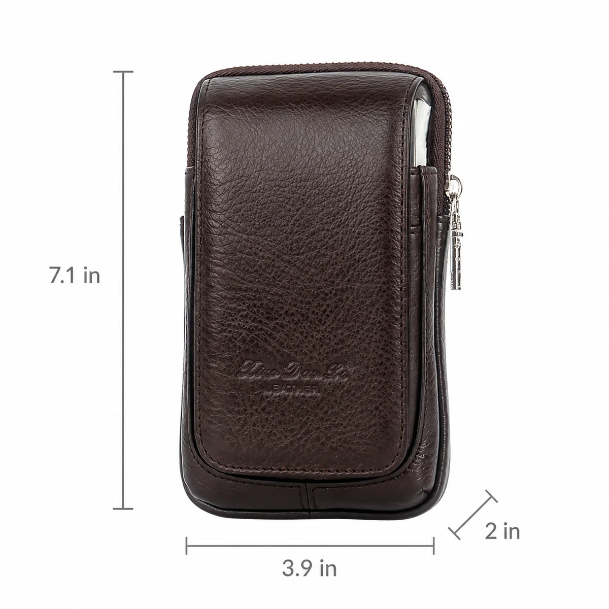 Men’s Leather Belt Bag - Slim Vertical Hip Pouch