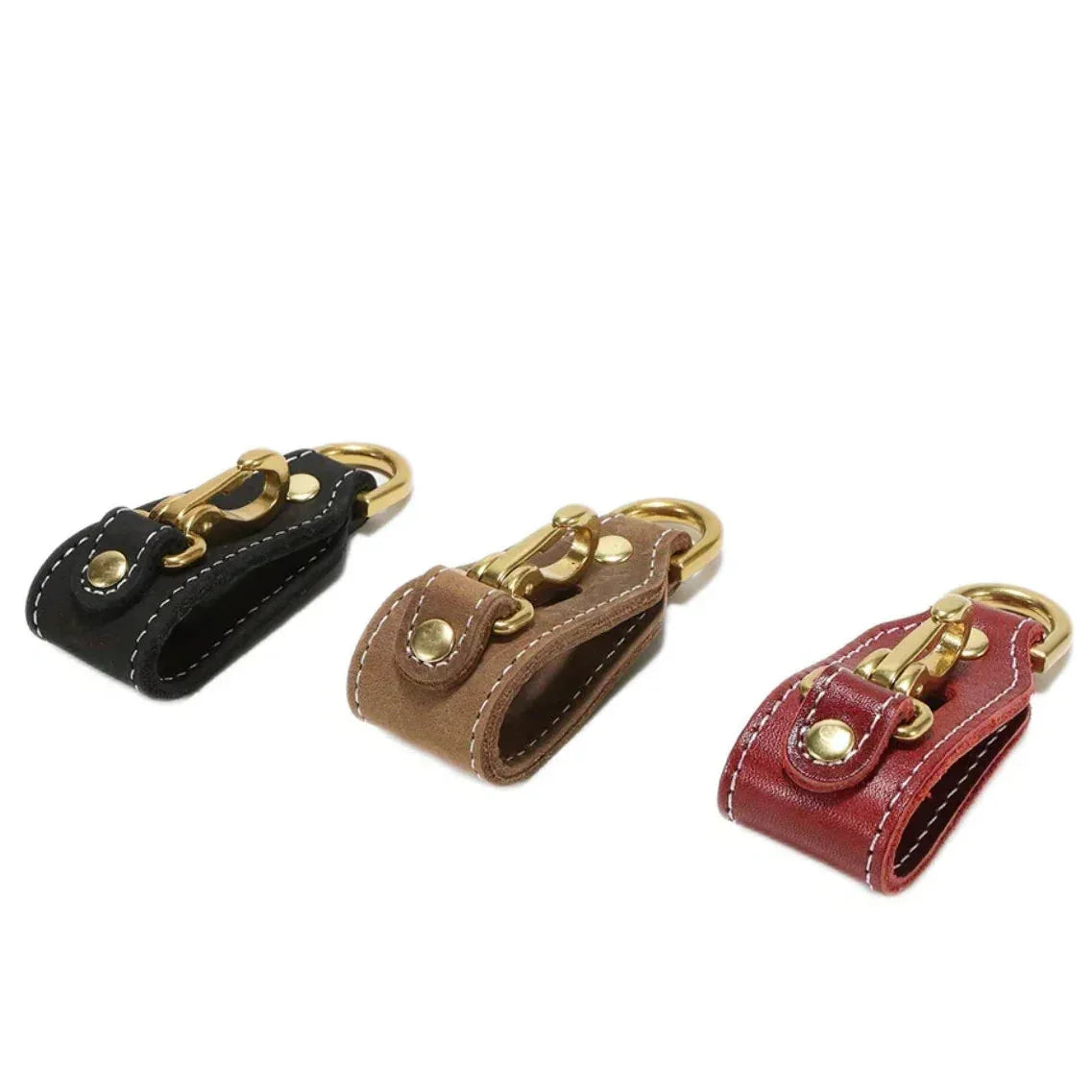 Men’s Leather Belt Key Holder - Snap Closure with Clip