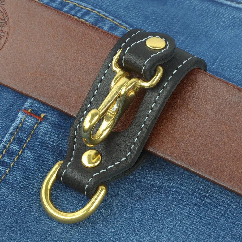 Men’s Leather Belt Key Holder - Snap Closure with Clip