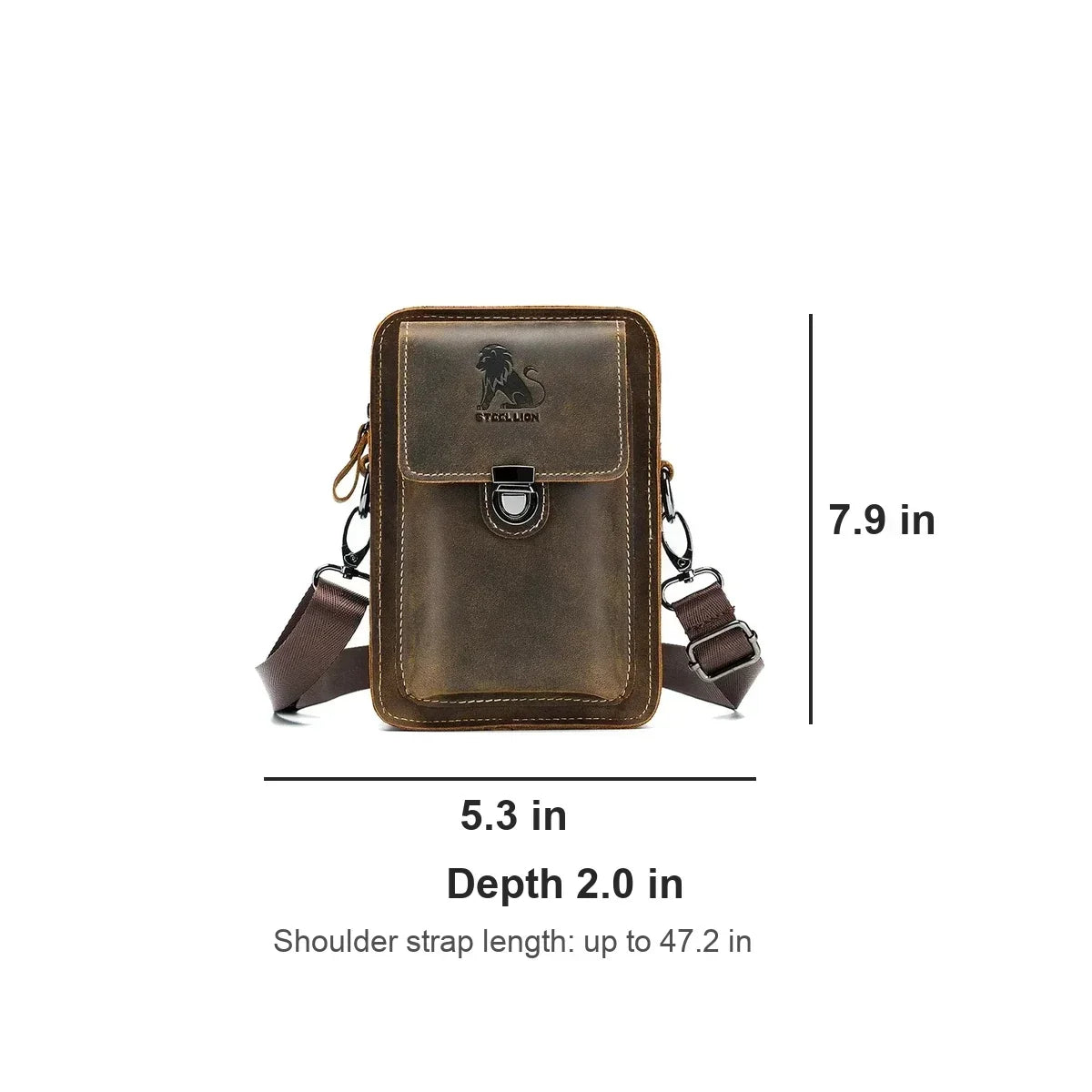 Men’s Leather Belt Phone Holster with Shoulder Strap