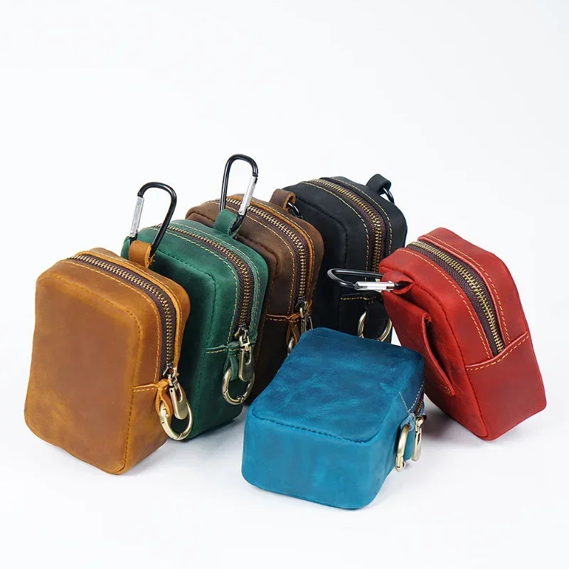Men’s Leather Belt Pouch - Belt Loop & Carabiner Clip
