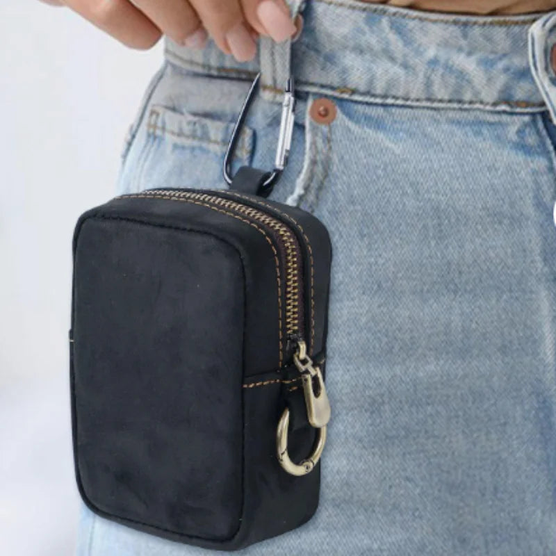 Men’s Leather Belt Pouch - Belt Loop & Carabiner Clip