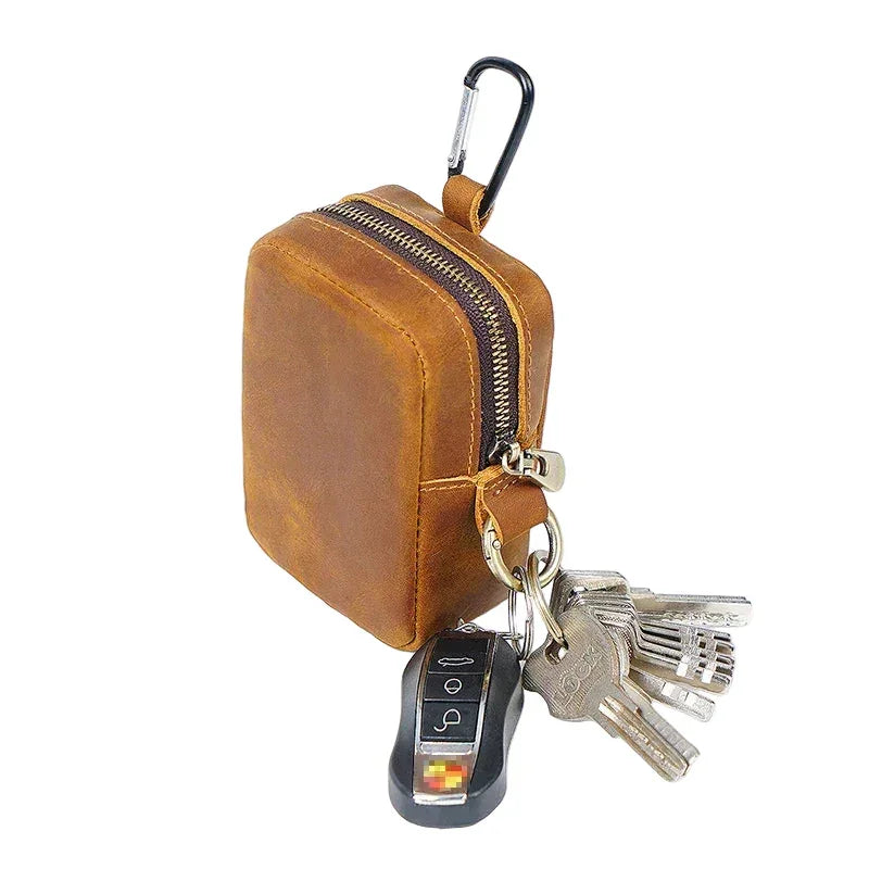 Men’s Leather Belt Pouch - Belt Loop & Carabiner Clip