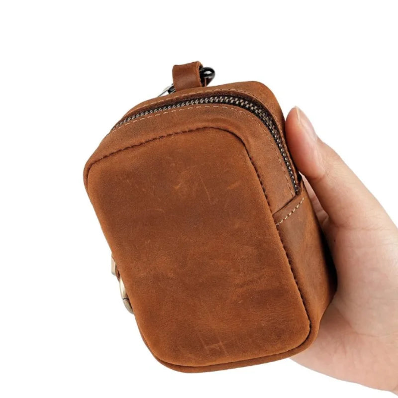 Men’s Leather Belt Pouch - Belt Loop & Carabiner Clip