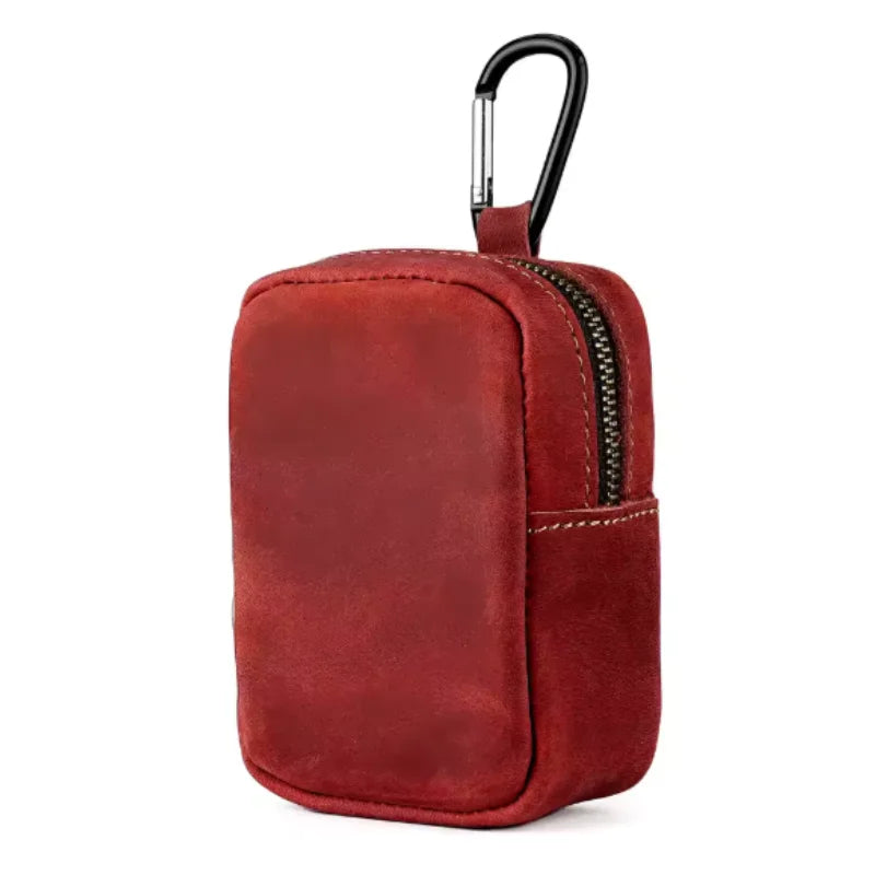 Men’s Leather Belt Pouch - Belt Loop & Carabiner Clip