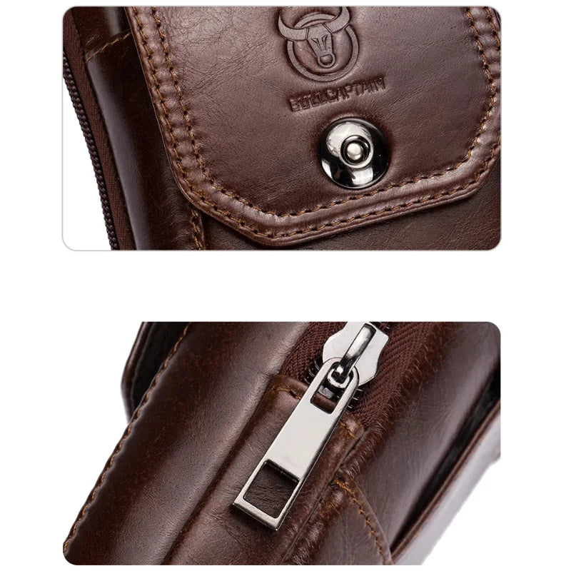 Men’s Leather Belt Pouch - Card Slot Phone Carry