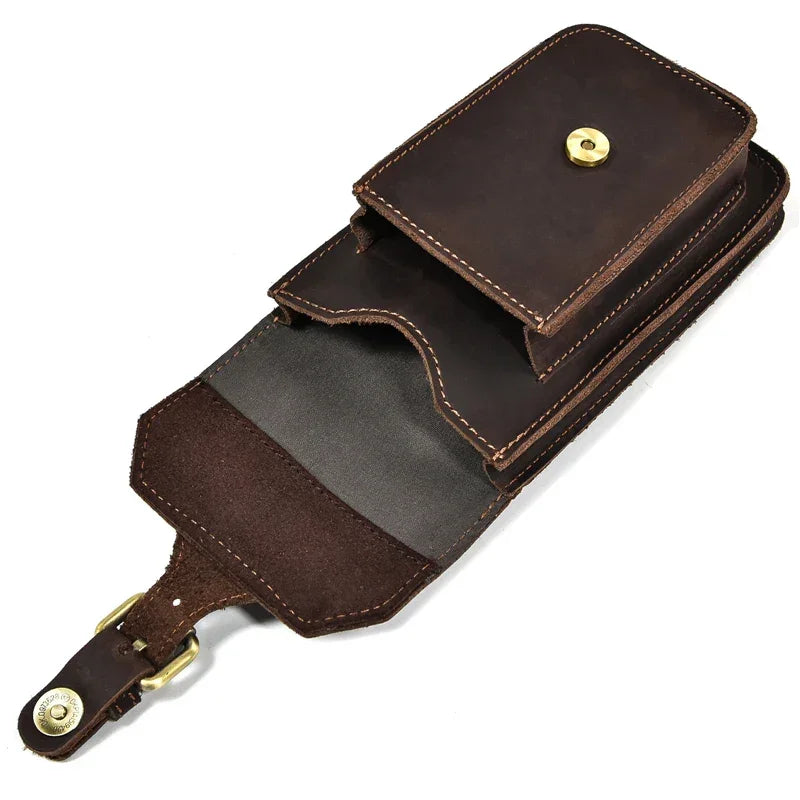 Men’s Leather Belt Pouch - Phone and Card Holder