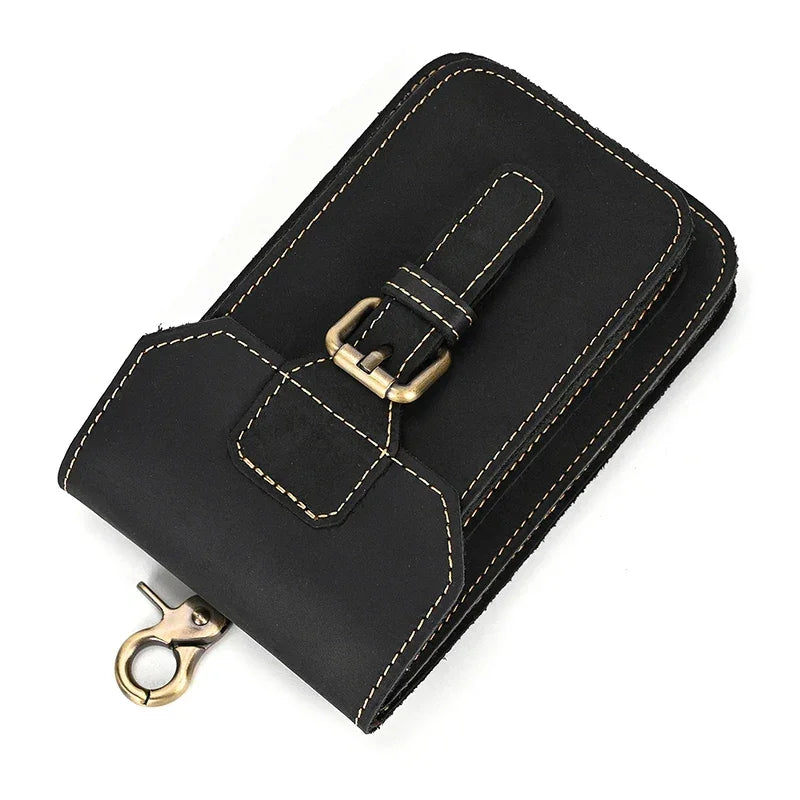 Men’s Leather Belt Pouch - Phone and Card Holder