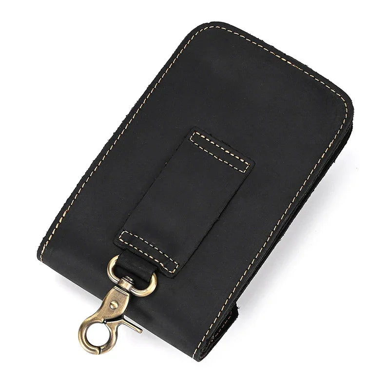 Men’s Leather Belt Pouch - Phone and Card Holder