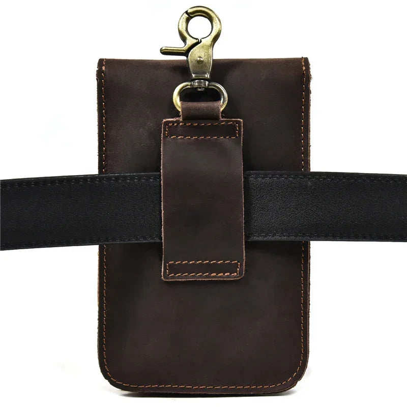 Men’s Leather Belt Pouch - Phone and Card Holder