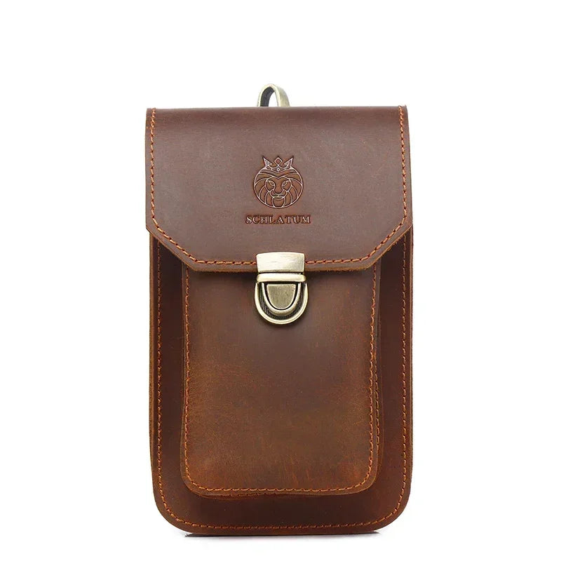 Men’s Leather Belt Pouch - Phone Card & Cable Organizer