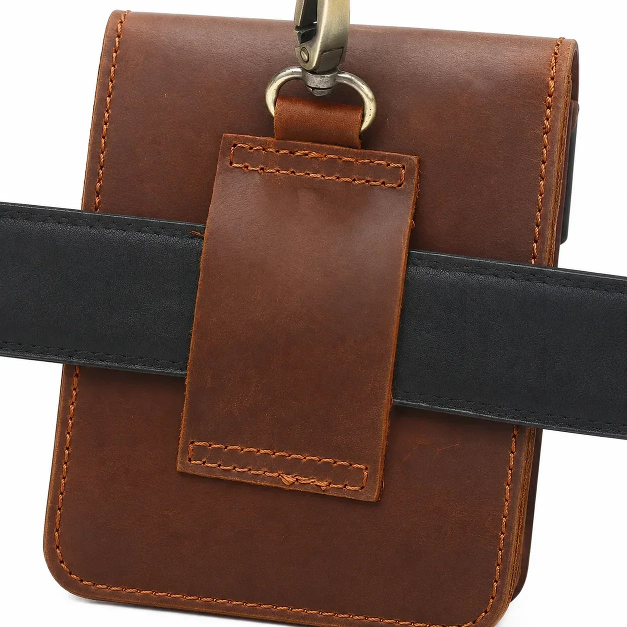 Men’s Leather Belt Pouch - Phone Card & Cable Organizer