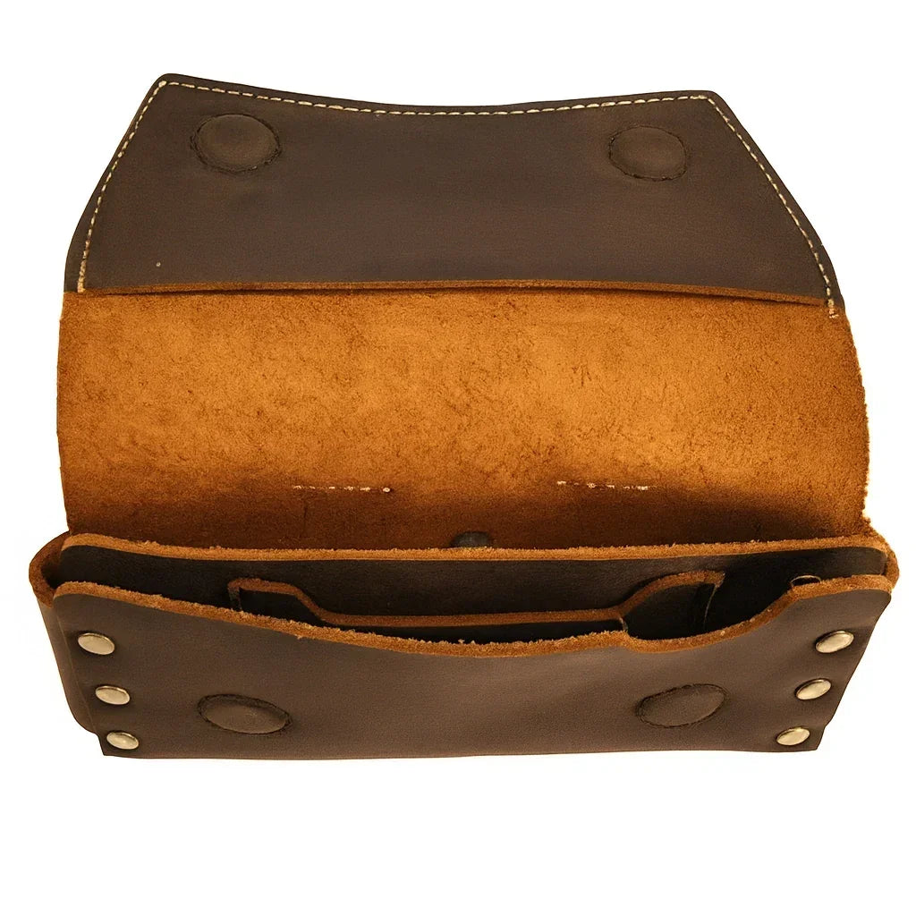 Men’s Leather Belt Pouch - Snap Closure Waist Bag