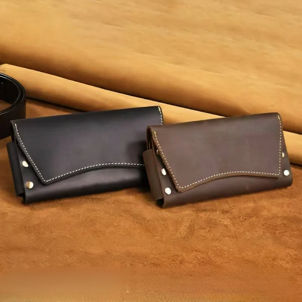 Men’s Leather Belt Pouch - Snap Closure Waist Bag
