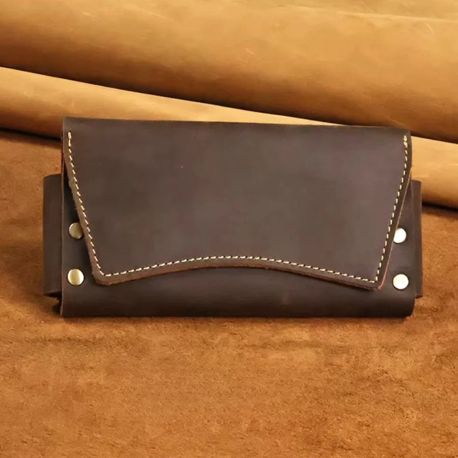 Men’s Leather Belt Pouch - Snap Closure Waist Bag