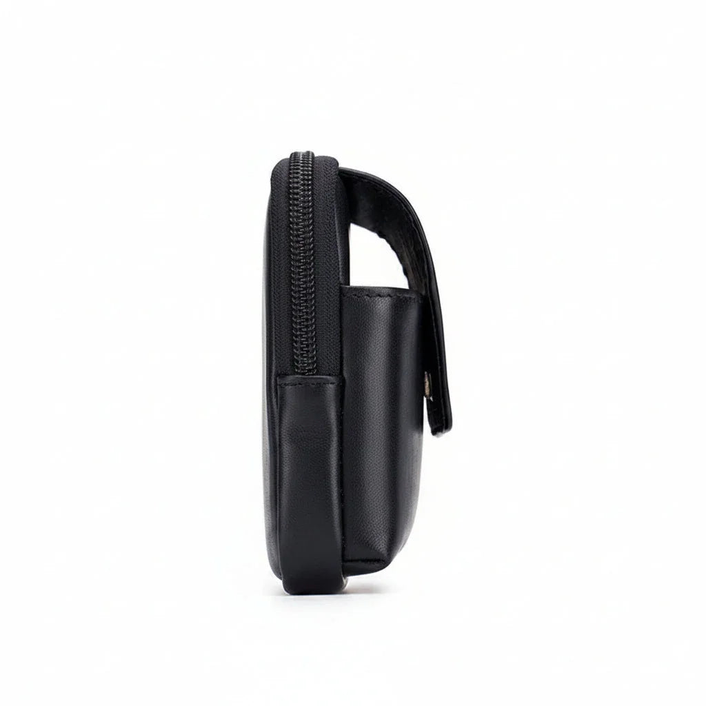 Men’s Leather Belt Pouch - Snap Flap Front Pocket