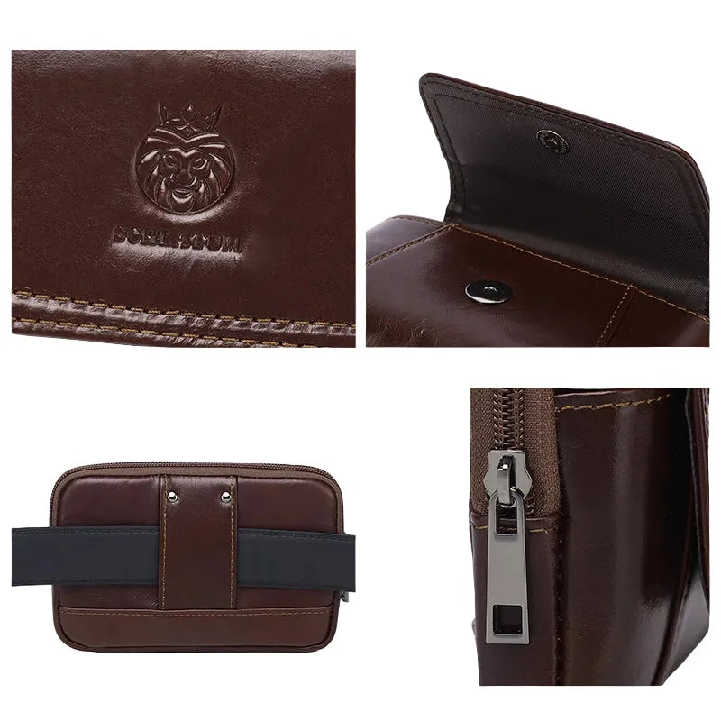 Men’s Leather Belt Pouch - Snap Flap Front Pocket