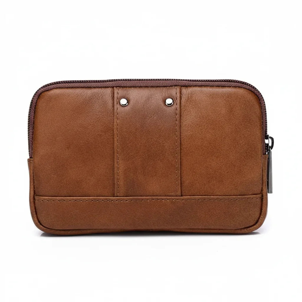 Men’s Leather Belt Pouch - Snap Flap Front Pocket