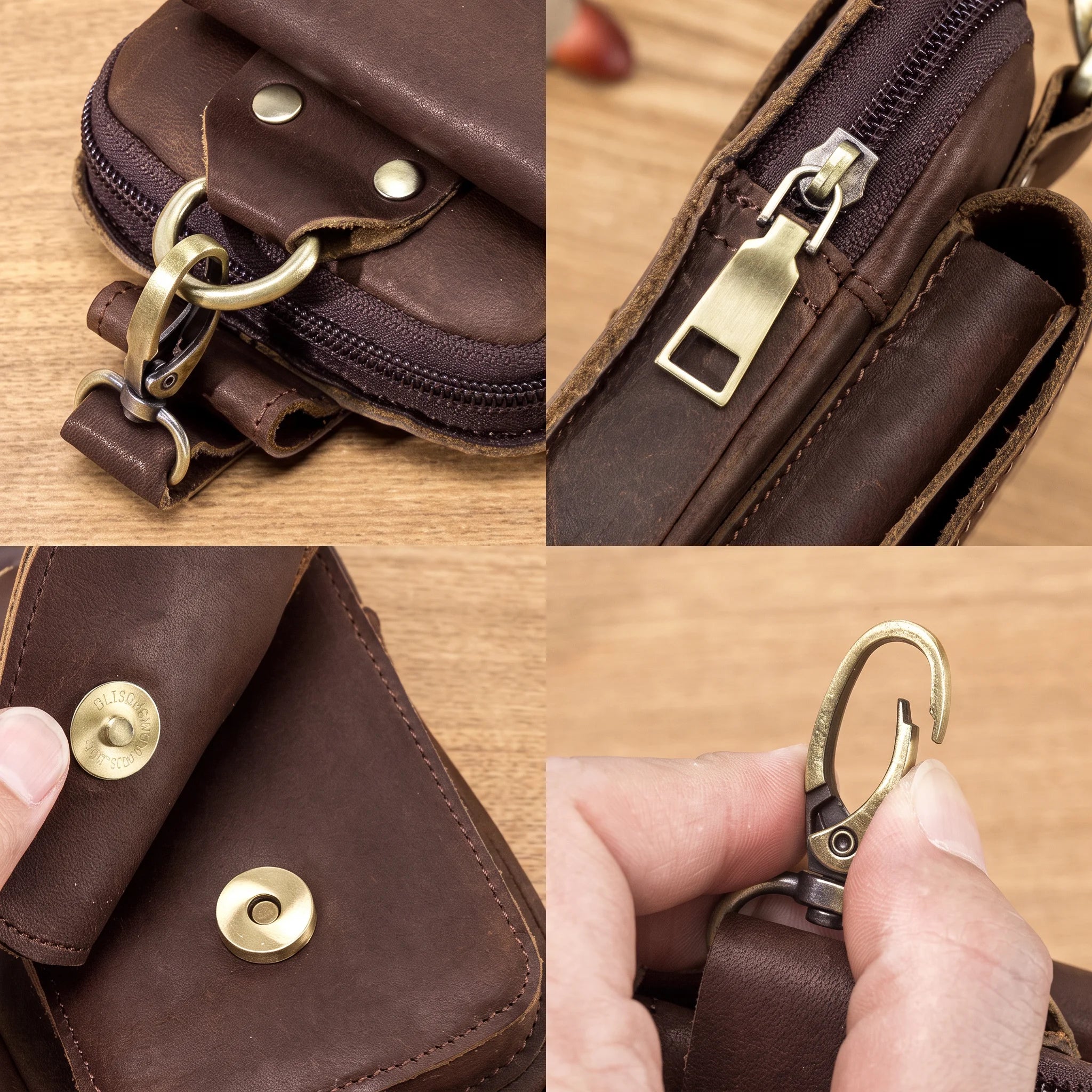 Men’s Leather Belt Pouch - Swivel Clip Two-Pocket Case