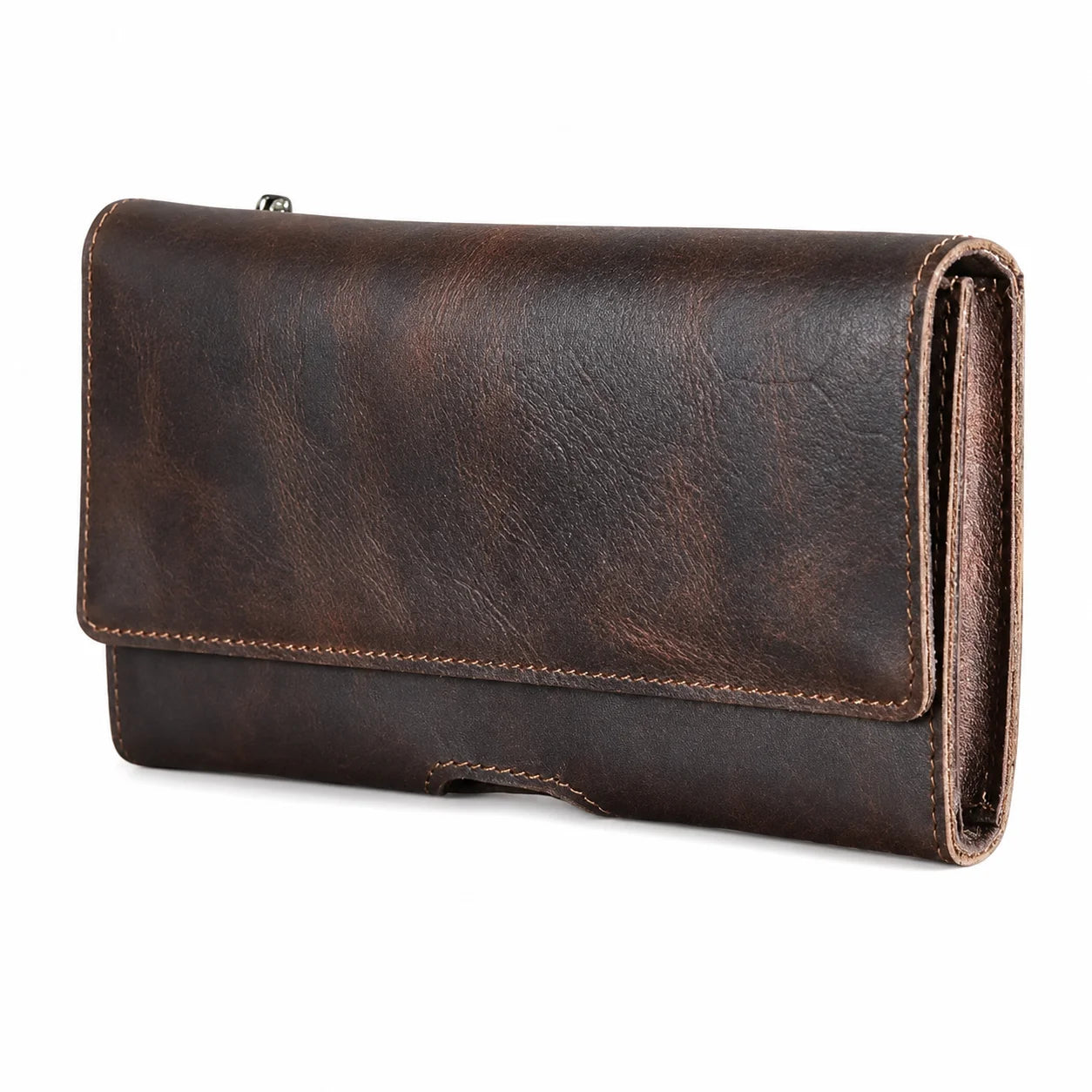 Men’s Leather Belt Pouch - Trifold Phone & Card Organizer