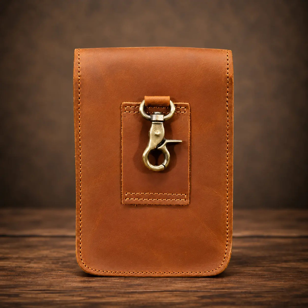 Men’s Leather Belt Pouch - Vertical Buckle Flap Design