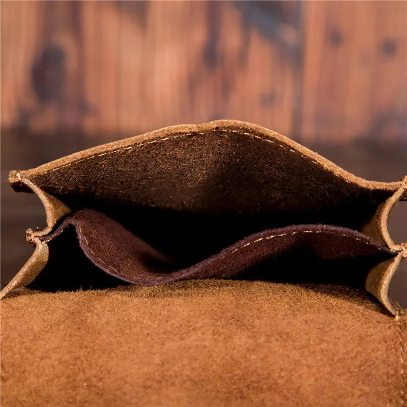 Men’s Leather Belt Pouch - Vertical Buckle Flap Design