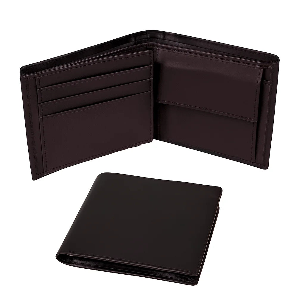 Men’s Leather Bifold Wallet - RFID Blocking ID Window