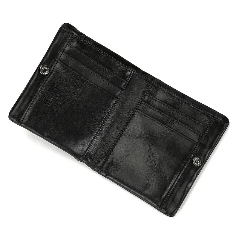 Men’s Leather Bifold Wallet - Zip Pocket Card Holder