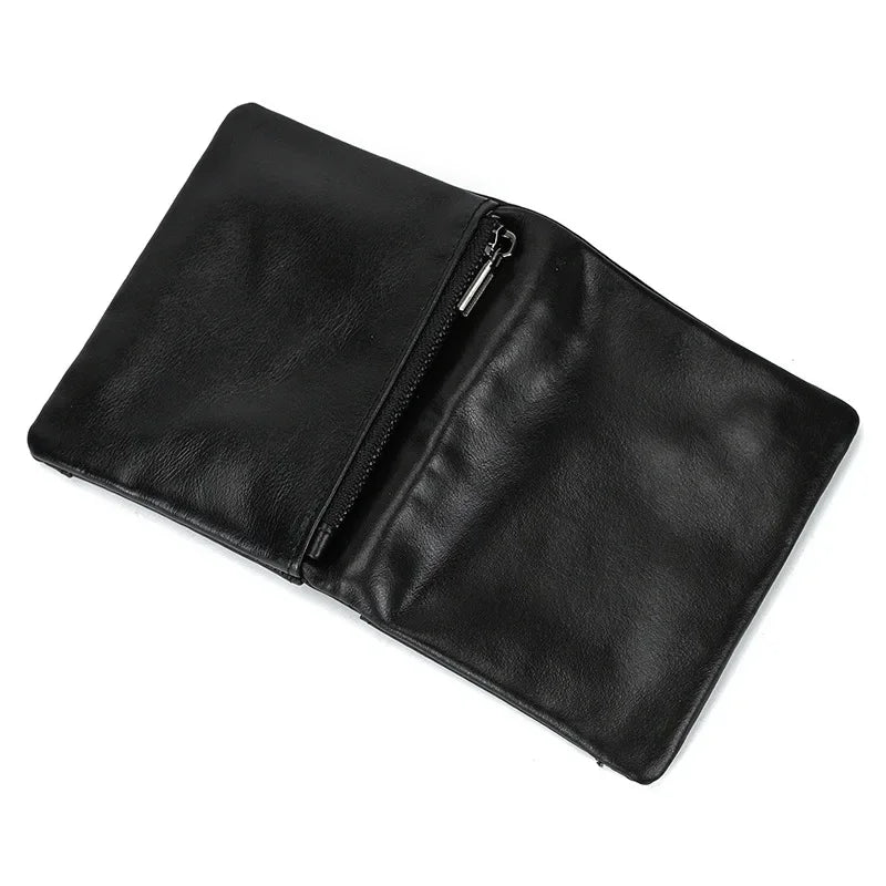 Men’s Leather Bifold Wallet - Zip Pocket Card Holder