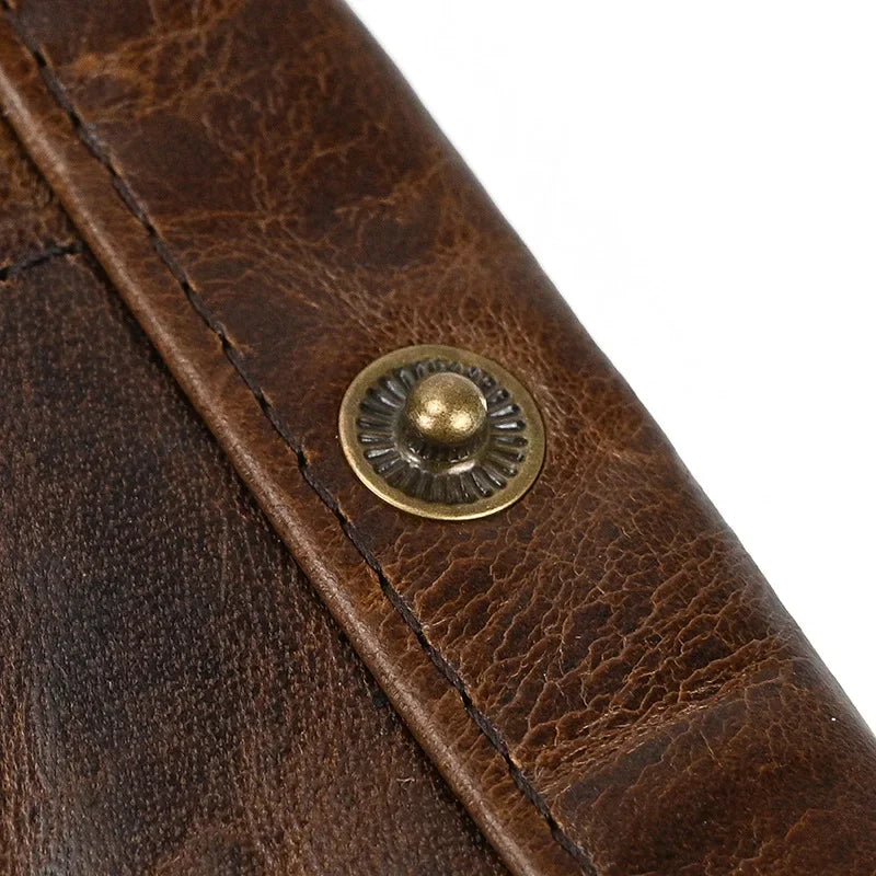 Men’s Leather Bifold Wallet - Zip Pocket Card Holder