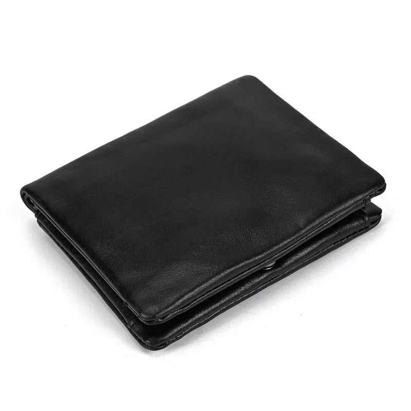 Men’s Leather Bifold Wallet - Zip Pocket Card Holder