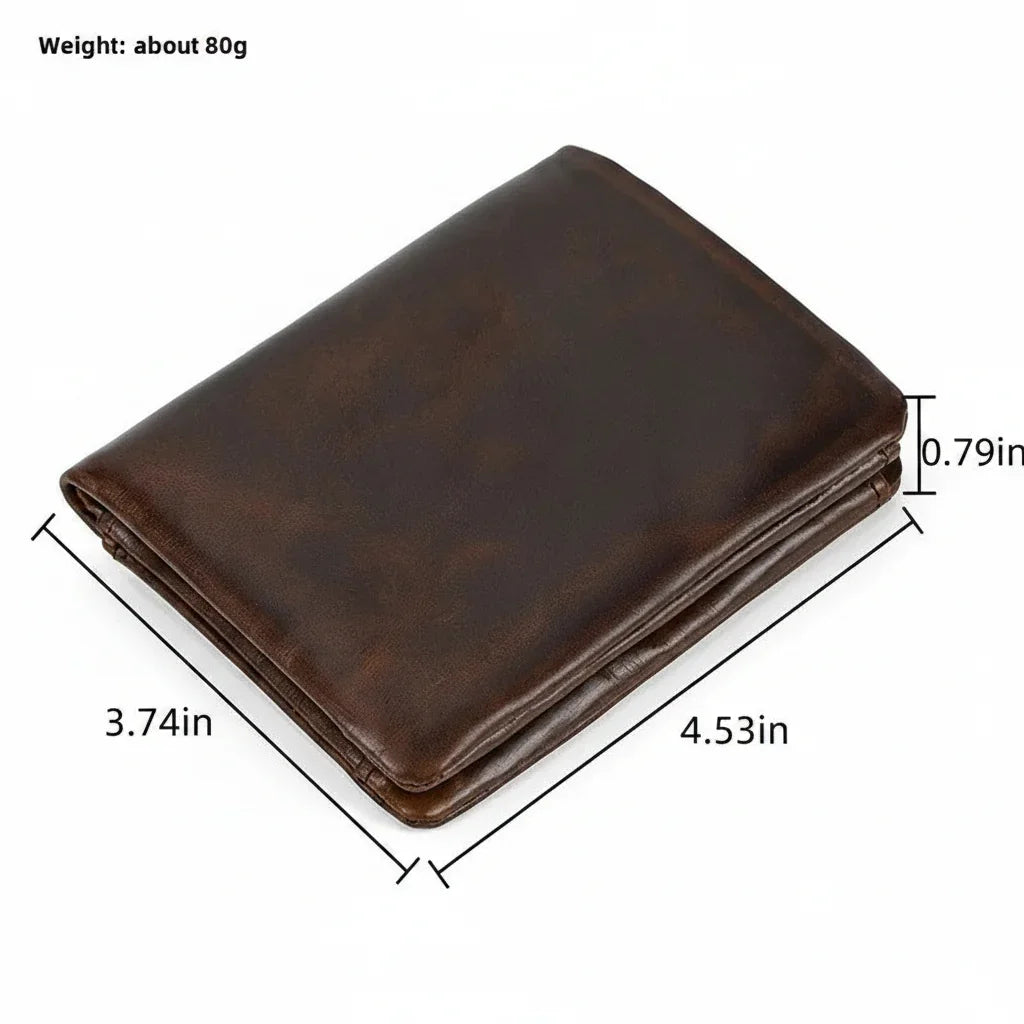 Men’s Leather Bifold Wallet - Zip Pocket Card Holder