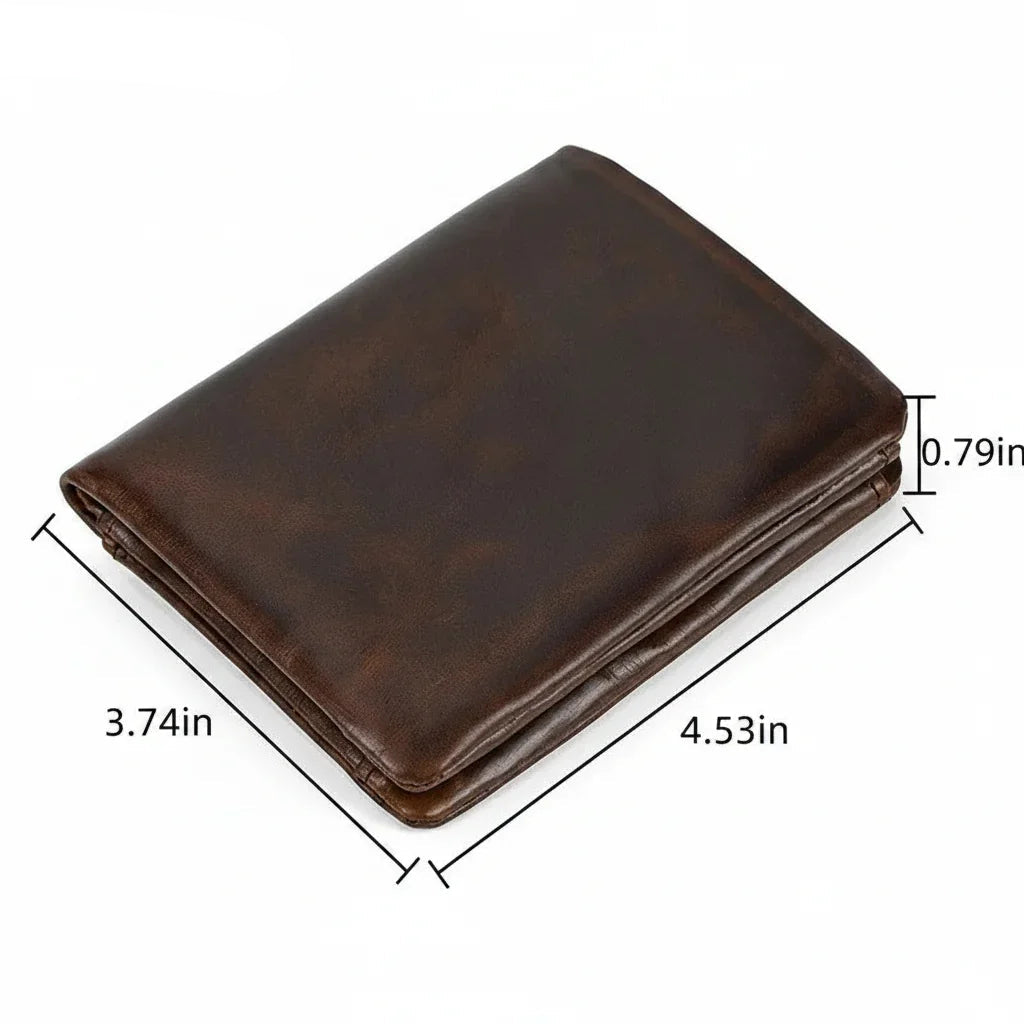 Men’s Leather Bifold Wallet - Zip Pocket Card Holder