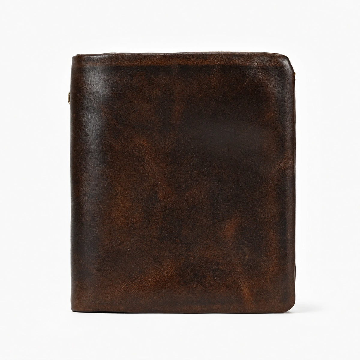 Men’s Leather Bifold Wallet - Zip Pocket Card Holder - Dark Brown