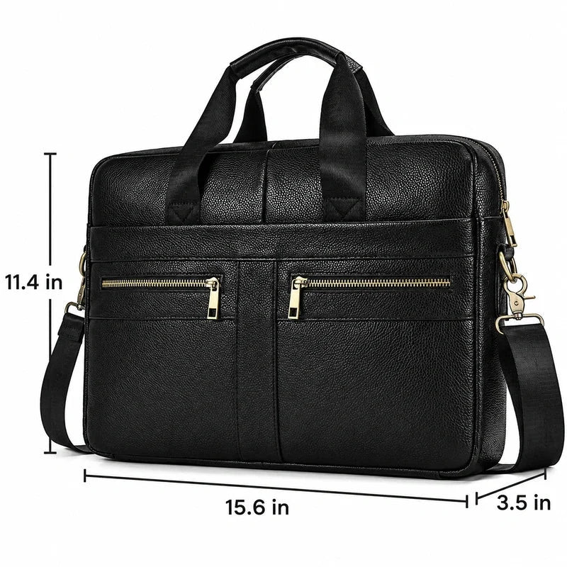 Men’s Leather Briefcase – 14 Inch Business Document Bag